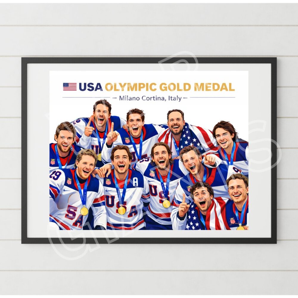 USA Olympic Gold Medal 2026 Milano Cortina Hockey Team Poster Print 20X16
